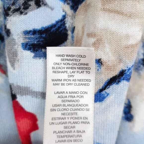 White House Black Market Womens Cardigan M Button Up Floral Red Blue 921 - Picture 6 of 6